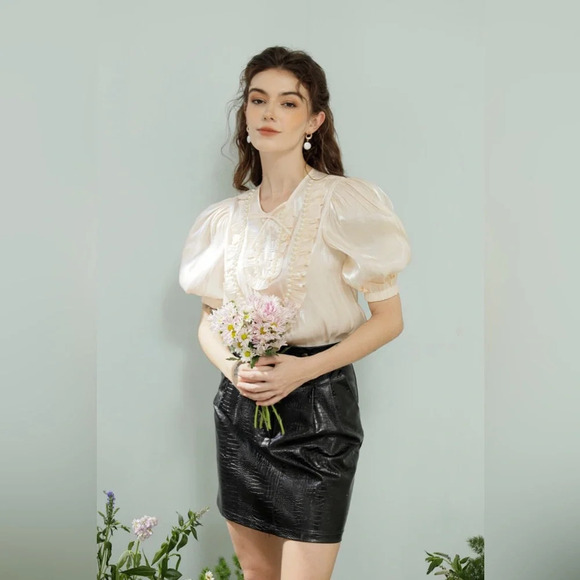 NWT Dear Jose Ivory Organza Blouse - Picture 3 of 14